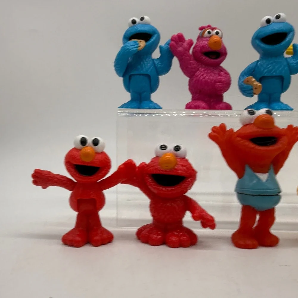 Sesame Street Figure Lot Elmo Cookie Monster Big Bird Bert Telly 9pc PVC